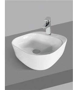Lavabo de Cerámica Aqua de Lujo para Baño, Montado en Encimera, Cuadrado, para Lavarse las Manos - Product Image 1
