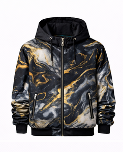 Ensemble de survêtement imprimé marbre noir et or pour homme Discover-Impex 2026 – Veste à capuche et pantalon de jogging par sublimation, vêtements de sport OEM - Product Image 2