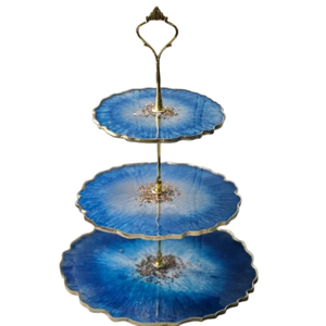 Soporte de Pastel de Resina de Lujo de 3 Niveles con Hojuelas Doradas, Exhibidor de Postres Moderno y Elegante con Resina Epoxi para Bodas, Fiestas y Decoración de Mesa en el Hogar - Product Image 3