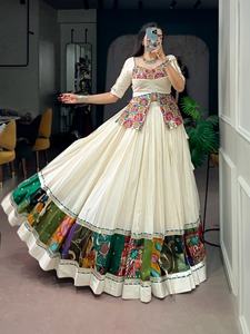 Ensemble Lehenga Choli en rayonne brodée, longueur au sol, tenue ethnique indienne pakistanaise pour femmes, robe de fête de mariage - Product Image 4