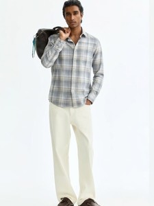 Men's Double Breasted Plaid 100% Cotton Casual Shirt Full Sleeve Turn-<b>down</b> Collar Breathable Summer Wear - Product Image 2