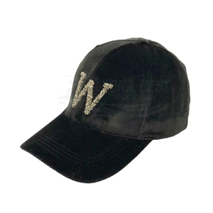 Gorra de Béisbol Negra de Moda para Primavera/Otoño, Fabricada al por Mayor, 100% Poliéster, Unisex, con Pedrería de Terciopelo - Product Image 6