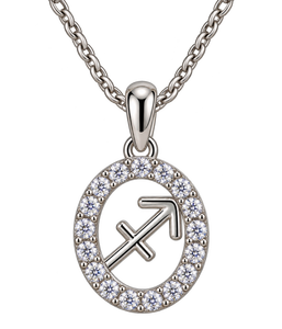 Pendentif Flèche du Zodiaque Sagittaire avec bordure en diamant or blanc - Product Image 1