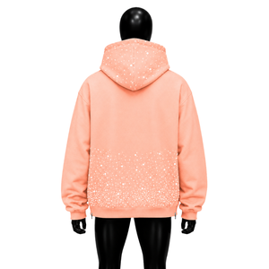 เสื้อฮู้ดซิปผู้ชายสีพีช แต่งลายเพชรขาว ดีไซน์โอเวอร์ไซส์ สไตล์สตรีทแวร์ ซิปยาวเต็มตัว รับผลิตตามสั่ง ขายส่ง - Product Image 2