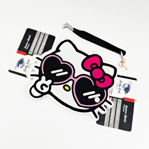 Nueva llegada Hello Kitty cara pestañas azulejos forma de corazón mariposa acrílico impermeable Etiqueta Privada herramientas de extensión de pestañas - Product Image 2
