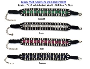 Luxury Emerald Ruby Sapphire & Zircon Diamond Silver Rhodium Plated Bracelet for Wedding Engagement <b>Gift</b> Occasions for Men Women - Product Image 2