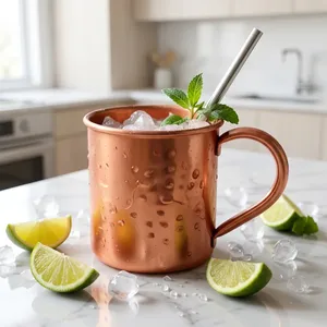 Taza de Cobre Hecha a Mano, Taza Tradicional de Metal para Beber, Vajilla Rústica para Cocina, Decoración para el Hogar, Regalo - Product Image 3