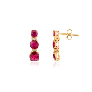 ต่างหูทองคำขาว 14K ประดับทับทิมและเพชรสไตล์อาร์ตนูโว - Product Image 4