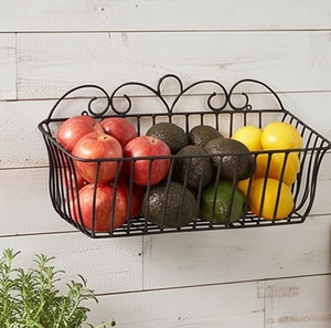 Vintage Metal Wire <b>Storage</b> <b>Basket</b> Black Powder Coated Wall Mounted <b>Rectangle</b> Shape Multi-Purpose Neatening Organized Container - Product Image 3