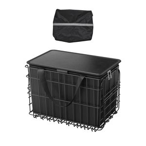 Quick Release Design Rear Bike <b>Basket</b> Foldable <b>Wire</b> Bicycle Cargo Net with Waterproof Cover and Removable Liner Bag - Product Image 1