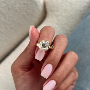 U and Me Lab Grown 3.01CT Asscher Cut Diamond Luxury <b>Ring</b> For 18K Solid Gold Party Occasion Gift For Girlfriends - Product Image 2