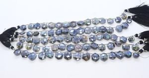 Cuentas hexagonales de labradorita natural con revestimiento plateado, de 8-12 mm, cuentas sueltas de labradorita con forma elegante para la elaboración de joyería. - Product Image 4