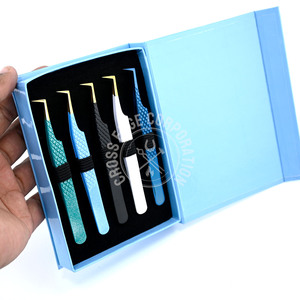 Private Label 90 Degree Mega Volume Fiber Tip Tweezers for Lash Extensions Pointed Stainless Steel Eyelashes Extension Tweezers - Product Image 4