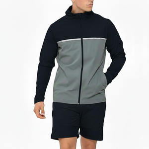 Ensemble survêtement coupe-vent décontracté pour homme, automne 2026, avec bandes réfléchissantes 3M, en nylon respirant et lourd, avec passepoil blanc - Product Image 5