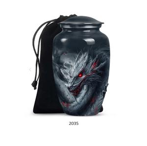 Urne funéraire en métal de haute qualité, grande, blanche, pour cendres humaines, design animalier, thème nature, pour adulte. - Product Image 4