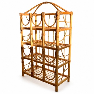 Estante de exhibición de licores de ratán de lujo, soporte para botellas, estantes de almacenamiento, mueble de madera para vinos. - Product Image 5