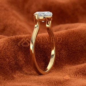 Yellow Gold Over <b>Silver</b> Marquise Cut <b>Ring</b> – Contemporary East-West Anniversary <b>Solitaire</b> Classic Gold Horizontal Marquise Solita - Product Image 2