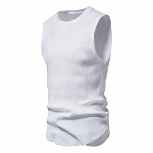Nouveau débardeur côtelé pour homme, coupe ajustée, épaules larges, en coton, pour le sport et le fitness - Product Image 2