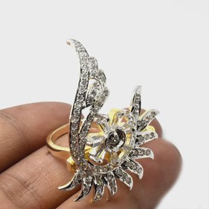 แหวนทองชุบ 22K ประดับเพชร Kundan Polki CZ แบบปรับขนาดได้ แหวนเจ้าสาว แหวนสไตล์อินเดียดั้งเดิม เครื่องประดับงานแต่งงาน - Product Image 2