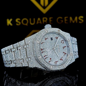 Montre de luxe à mouvement automatique de qualité supérieure, quartz, résistante à l'eau, en acier inoxydable VVS, avec diamants en moissanite - Product Image 1
