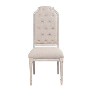 Set di 2 Sedie da Pranzo Antiche con Schienale Trapuntato in Champagne e Beige - Product Image 2