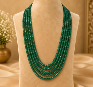 Best Quality Designer Brass Emerald Cut 422 Carats 5 <b>Rows</b> Classic Necklace Set for Women Girls Weddings Engagements Anniversary - Product Image 2