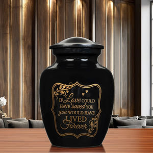 โกศบรรจุอัฐิเด็กแบบดั้งเดิม ทำมือจากอะลูมิเนียมขนาดกลาง ความจุ 500 มล.  แบบตั้งโต๊ะ สีดำด้าน  หรูหรา  สามารถปรับแต่งได้ - Product Image 1