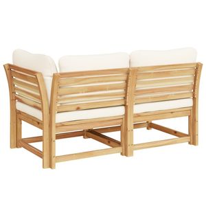 Conjunto de Muebles de Jardín de Madera de Acacia Sólida en Color Blanco Crema, Poliéster Mediano - Muebles de Exterior de Alta Calidad - Product Image 6