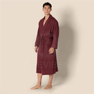 Peignoir pour homme de qualité supérieure, en tissu éponge doux et confortable, idéal pour la détente à la maison, design classique et tendance, 100% coton, manches longues, poches - Product Image 3