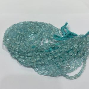 Perles de pierres précieuses d'aigue-marine naturelle bleu marine de haute qualité, forme ovale, perles d'aigue-marine lisses - Product Image 1