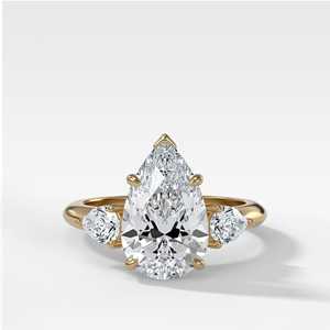 Bague de fiançailles en or massif 10K 14K 18K avec diamant taille poire F VS créé en laboratoire, alliance de mariage à 3 diamants, bagues de joaillerie fine personnalisées, fournisseur en gros - Product Image 1