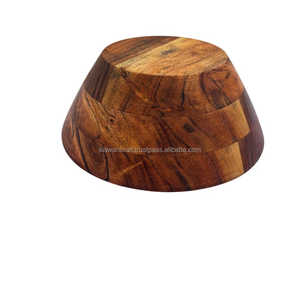 Bol en bois d'acacia, bol à salade rustique, bol à salade artisanal en bois, bol de service en bois naturel pour la cuisine - Product Image 3