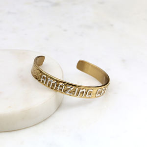 Bracelet manchette en laiton « Amazing Grace » – Bijou chrétien artisanal réglable – Cadeau religieux inspirant pour femmes - Product Image 4