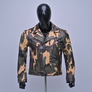 Men Camouflage Leather Moto <b>Jacket</b> Turn-down Collar Zipper Closure Slim Fit Autumn Style Regular Sleeve <b>Jackets</b> with OEM Service - Product Image 1