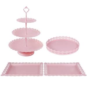 Wholesale Elegant Gold <b>Cake</b> Stand Set Metal Round Dessert Pedestal Tray 3-Tier Cupcake Tower Holder for Wedding Party <b>Supplies</b> - Product Image 2