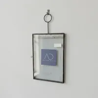 DISEÑO ARTESANAL Marco de fotos de metal y vidrio rectangular vertical PF391 con acabado negro, decoración de pared