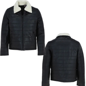 Ventes chaudes - Vestes matelassées en cuir avec logo personnalisé, manteau matelassé pour hommes, vêtements d'extérieur de haute qualité, veste d'hiver - Product Image 1