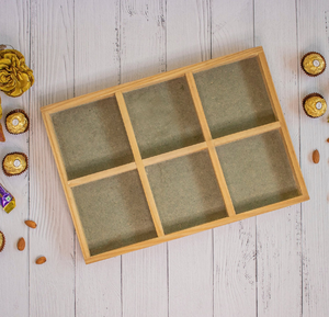 Plateau de service élégant en bois massif foncé, artisanal, pour fruits secs, 4 compartiments, à prix bas - Product Image 6