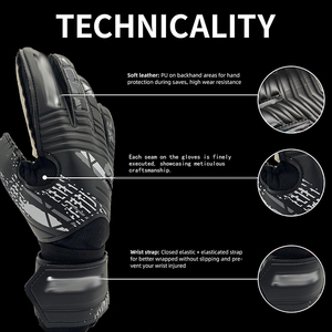 Gants de gardien de but en latex de qualité supérieure, antidérapants, paume plate, protection des doigts, respirants, anti-UV, séchage rapide, gants de protection - Product Image 6
