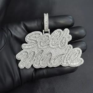 Pendentif unisexe Hip Hop en Moissanite et Argent 925, Bijou de luxe tendance pour le quotidien et les soirées, style affirmé et brillant - Product Image 2