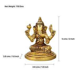 Escultura de Ganesha en Latón Dorado, Figura Hecha a Mano, Decoración Religiosa Tradicional para Mesa de Hogar u Oficina - Product Image 2