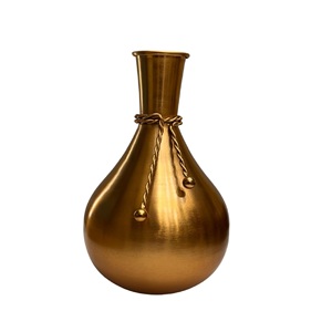 Book Your Crafts Premium Decorative Metal Vase Teardrop Shape Brushed Gold Finished <b>Table</b> Centerpiece - Product Image 1