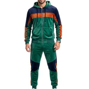 Velvet Tracksuit Men Jogging Suit Velour Full <b>Zip</b> <b>Hooded</b> Sweatsuit Two Piece Set Luxury Loungewear Winter Training Sports Suit - Product Image 3