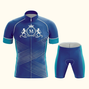 Conjunto de Jersey de Ciclismo para Hombre, Azul Turquesa con Logotipo Estampado, Transpirable, de Poliéster, para Bicicleta de Carretera, Diseño Personalizado para Adultos - Product Image 1