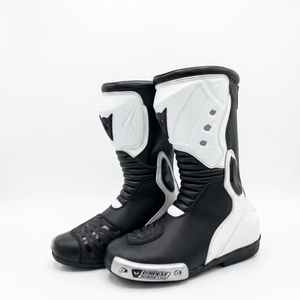 Men's Comfortable Anti-Skid Leather Windproof <b>Waterproof</b> Motorcycles Boots Light Black Ankle Sport Street Adventure Printed High - Product Image 1