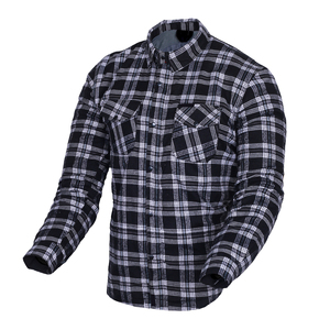 Chemise blindée à carreaux noire et blanche pour homme avec protection anti-déchirure pour motard et protections amovibles pour équipement de moto - Product Image 2