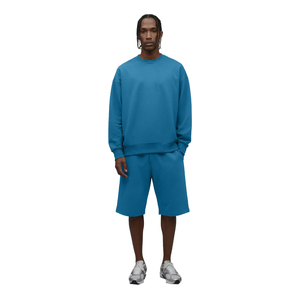 Conjunto de 2 Piezas de Sudadera y Pantalones Cortos Tejidos Transpirables Casuales para Hombre, Cuello Redondo, Talla Grande, Color Personalizado, 100% Algodón - Product Image 2