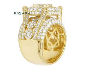 Bague Cocktail Unisexe en Argent 925 avec Moissanite Ronde Taille Brillant, Sertissage Pavé, Style Couronne, Bijou de Luxe pour Fête - Product Image 3