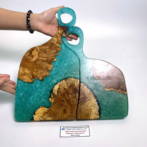 Custom Epoxy Resin Coasters Wooden Coaster <b>Set</b> Elegant Blue Resin Coasters for Drinks Luxury Trending 2026 Products - Product Image 2