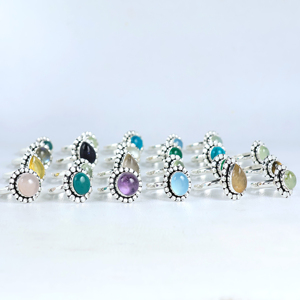 Anillos de Piedras Preciosas Naturales Variadas para Mujer, Estilo Vintage, Chapados en Plata de Ley, Joyería al por Mayor Bismillah Gems - Product Image 3